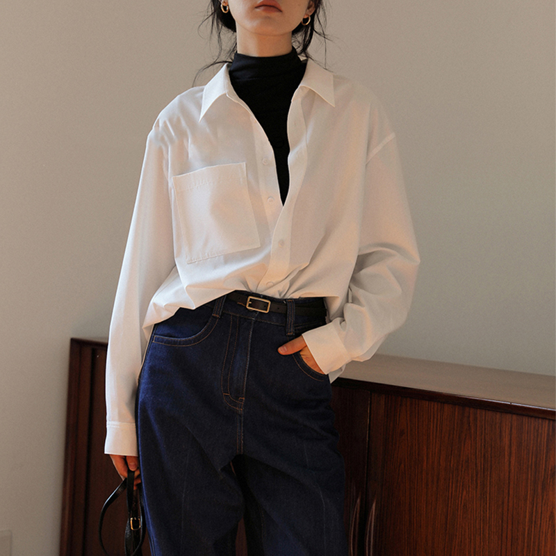 清仓捡漏一线大品牌折扣店专柜女装雪纺白衬衫女长袖bf风宽松上衣