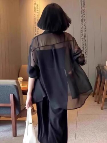 清仓反季捡漏品牌折扣店女装衬衫外套女性感透明薄纱上衣防晒开衫