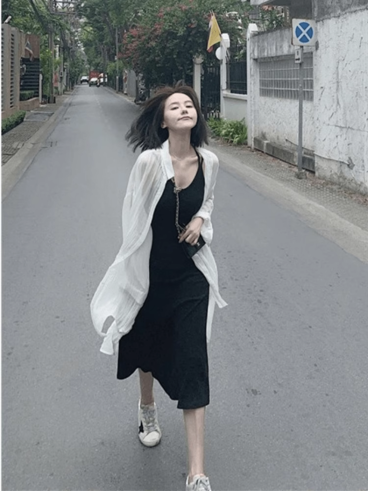 清仓秒杀~国际专柜女装国风外搭中长款防晒衣夏新款雪纺开衫上衣