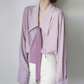 春秋百搭减龄雪纺上衣 女长袖 清仓捡漏品牌折扣店专柜女装 领结衬衫