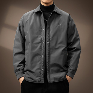 高端90白鸭绒轻薄衬衫羽绒服男冬季教练夹克美式复古潮牌翻领外套