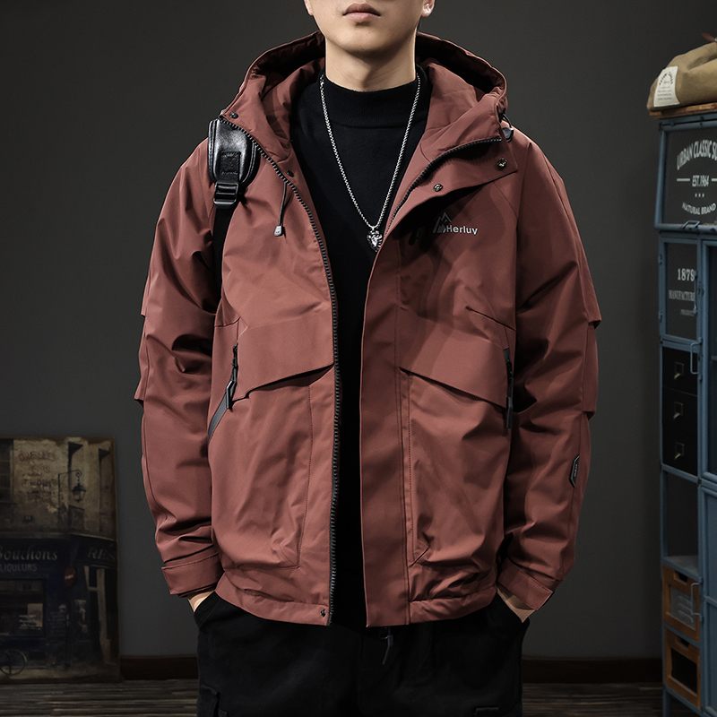 2025冬季新款户外潮牌冲锋羽绒服男90鸭绒痞帅连帽工装夹克外套潮