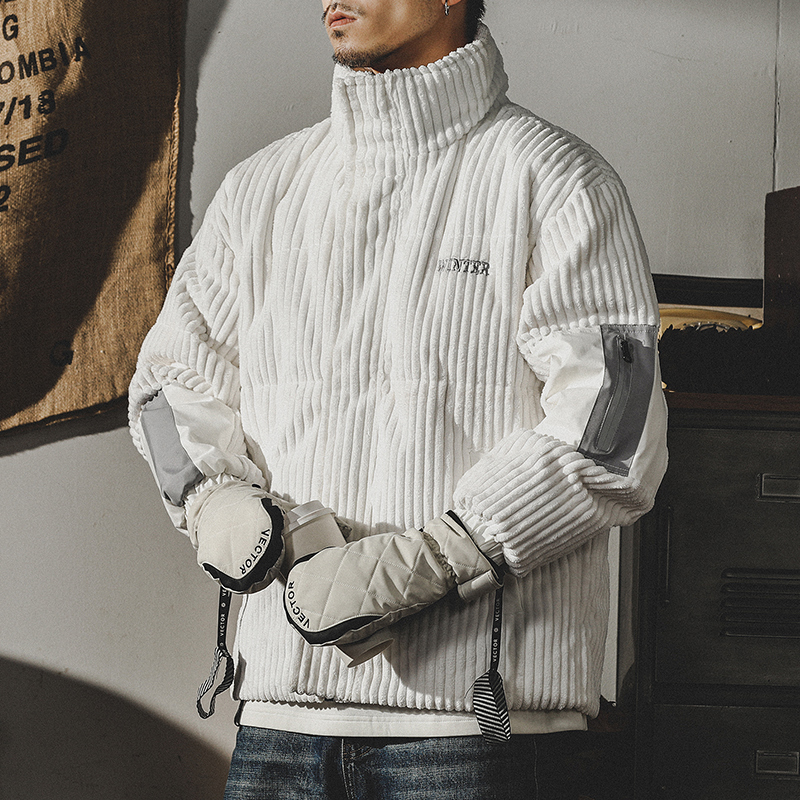 美式重磅复古90白鸭绒灯芯绒外套男冬季2025年新款冬季男款羽绒服