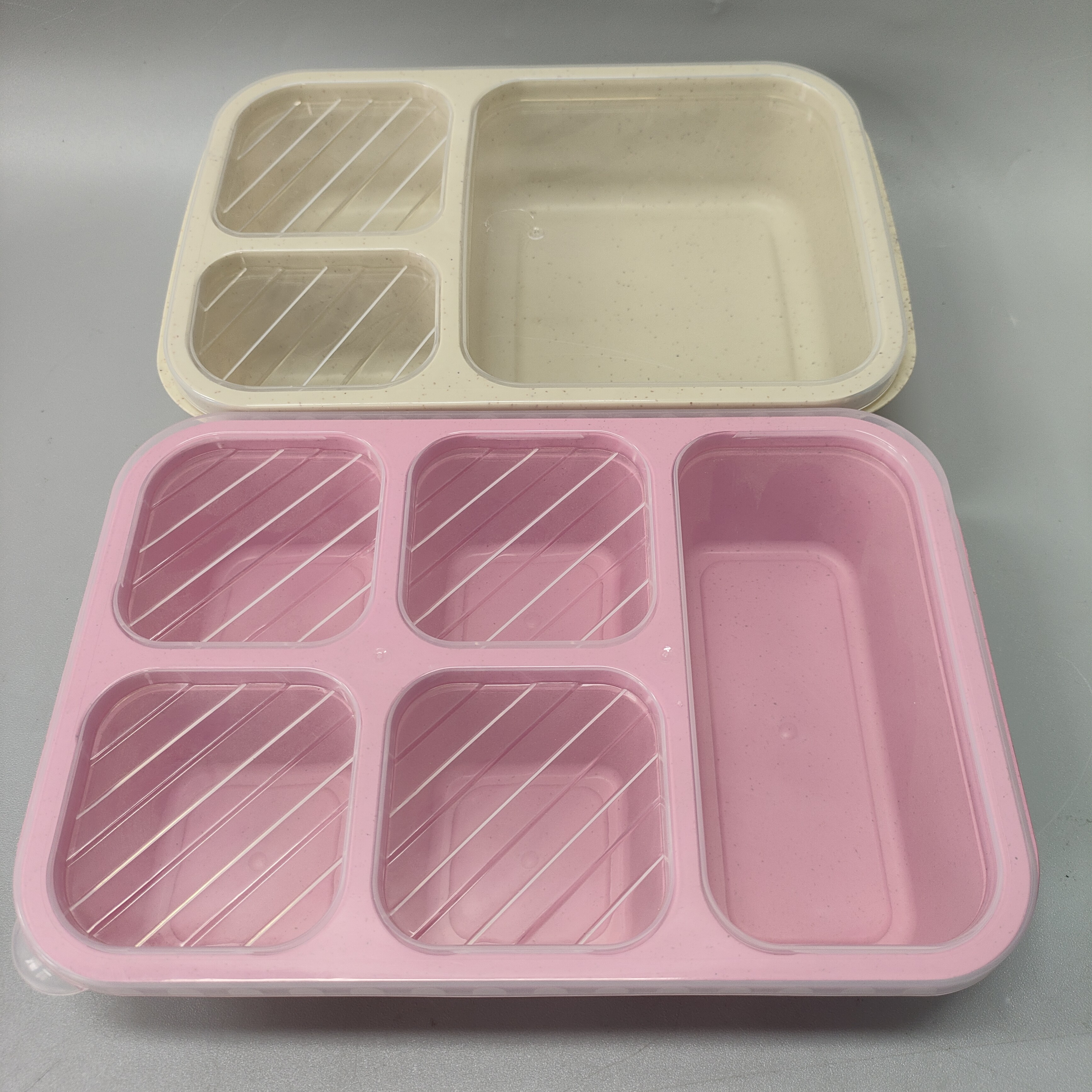 五格麦秸秆零食小吃盒分格点心水果盘干果糖果便当饭盒 随机发