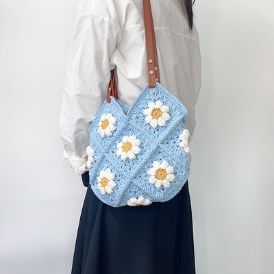 Mcroche魔织手工毛线diy钩织材料包单肩雏菊祖母格包包毛线编织