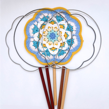 短柄团扇铁扇框手工DIY刺绣缠花钩织八瓣异形不锈钢宫扇框骨架