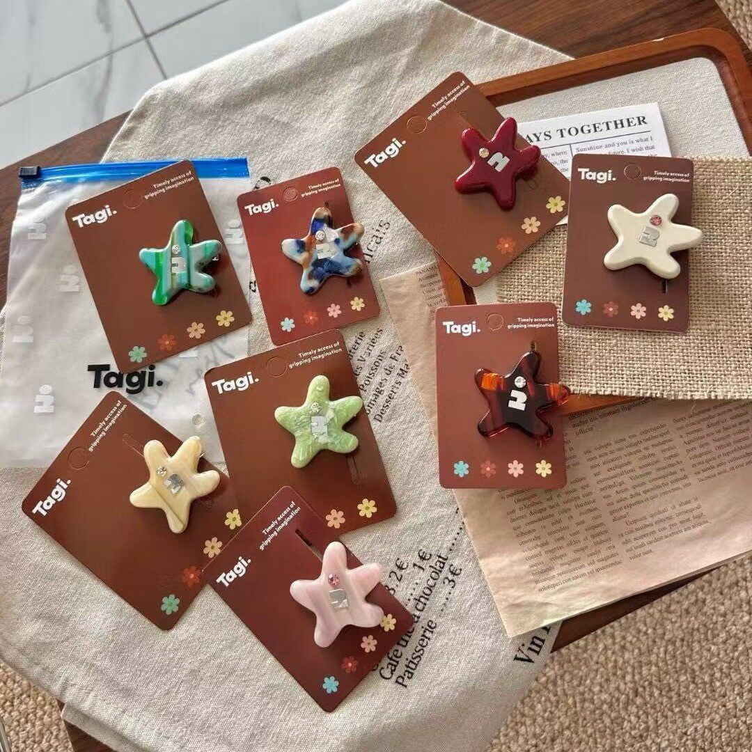 Tagi.《塔皮星》彩色刘海夹多色海星头饰边夹发夹可爱发卡图片