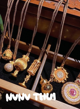 古法金色拉丝钱袋子福袋寿星公随身佛毛衣链新中式碎冰冰葫芦项链