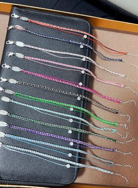 法国red本命年红绳双层编织圆钻手链叠戴女生彩色手绳链条百搭ins