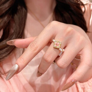 轻奢高级意大利复古新中式金珠珍珠四叶草戒指手链宫廷风古法