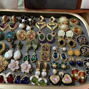 中世纪回流vintage复古银针耳环夸张中古耳钉宫廷风小众达人耳饰