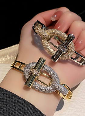 跨境新款横杆ot系列戒指手镯套装猪鼻子轻奢铜镶锆石厂家批发