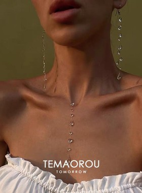 创意清晨露珠透明鱼线水滴项链