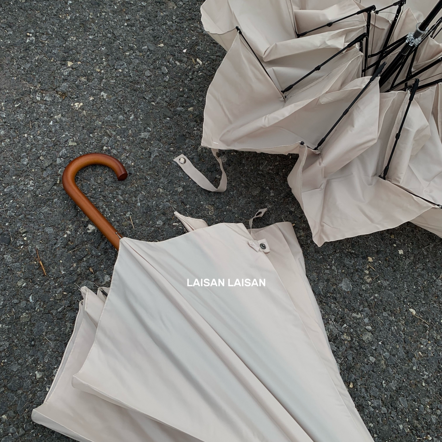 高级感复古木柄纯色弯钩长柄雨伞女晴雨两用手动加大防风加固学生