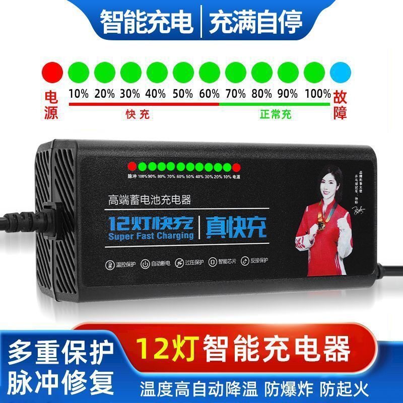 电动车电瓶充电器48V12AH60V20安72V32爱玛雅迪台铃小刀铅酸通用