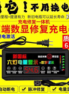 数显自动断电电动车电瓶车充电器48V60V72V20AH两轮三轮电车通用