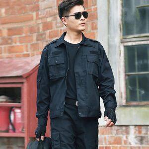 户外黑色作训服男军训迷彩服保安服工作服套装男女耐磨工装制服