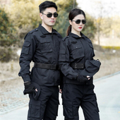 正品 特保安制服男 战训练黑色耐磨套装 网格训练服夏春秋冬季 长短袖