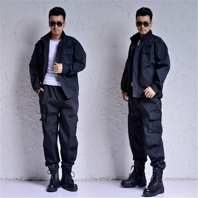 保安夏季黑色夹克半袖套装作训服