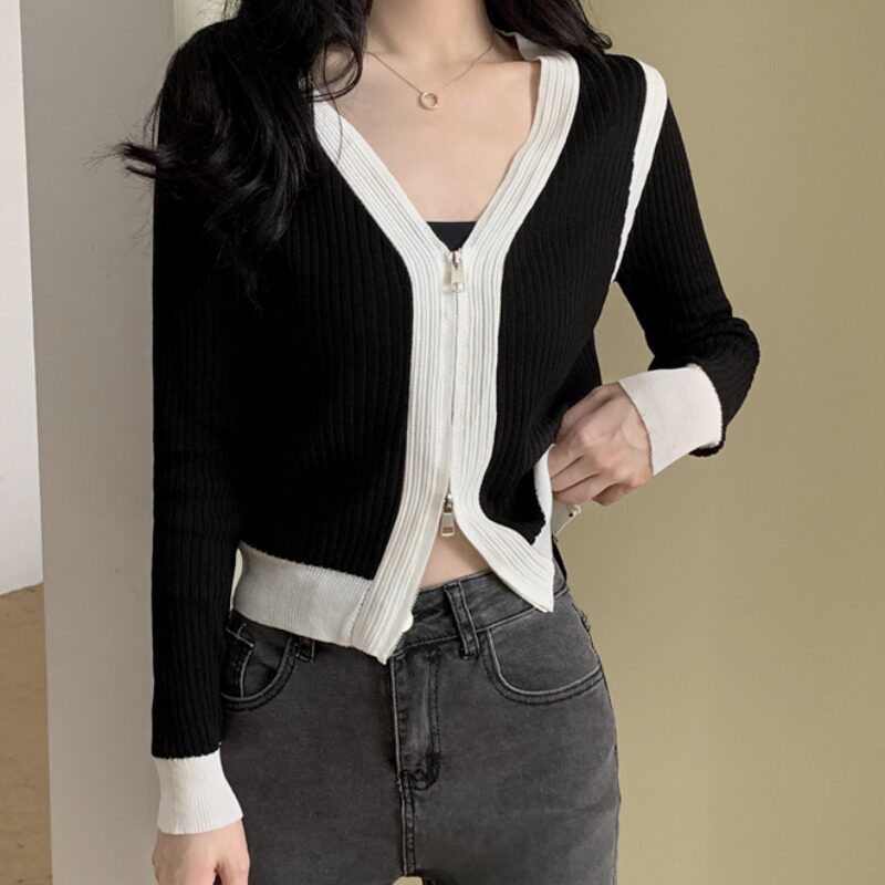 慵懒风洋气百搭别致小众毛衣外套胖妹妹大码女装春季宽松针织衫潮