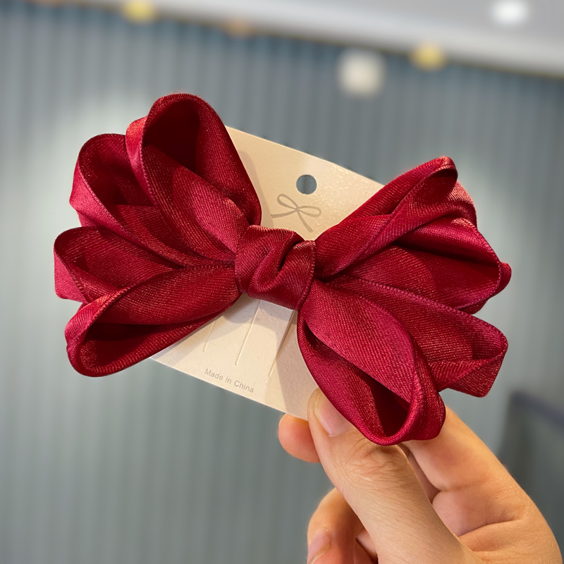 韩版扭花布艺蝴蝶结女童发夹