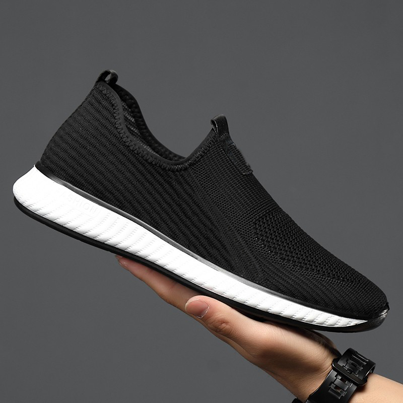 春秋新款飞织套脚透气休闲风网鞋