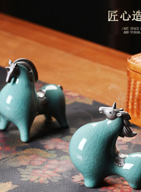 桌面装饰品唐马摆件家居陶瓷招财