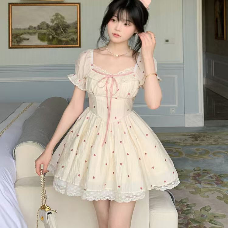 夏日收腰桃色独特绝美小套装裙子