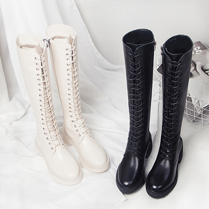 网红加绒中跟高筒靴