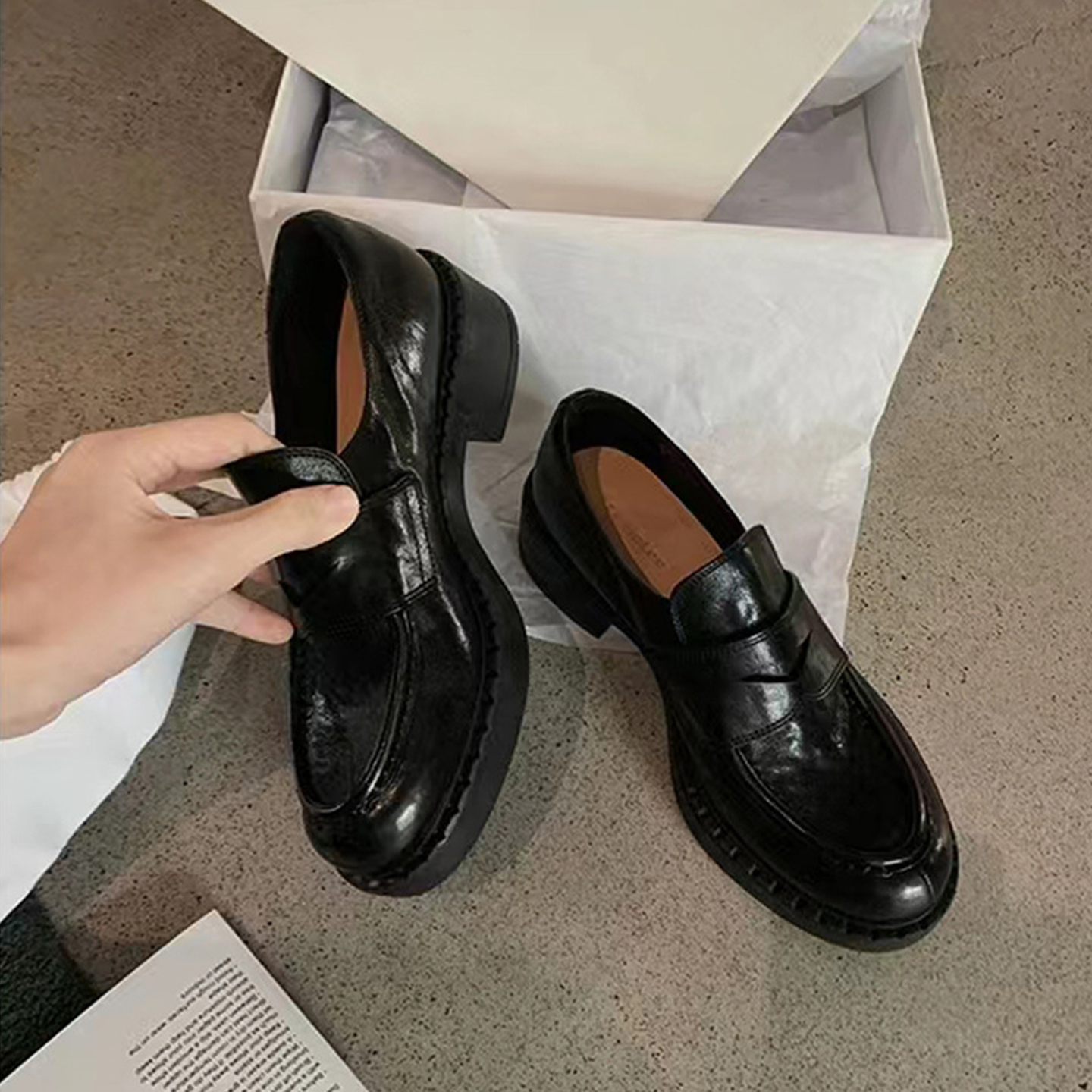 真皮版～复古英伦风单鞋女
