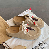 ～复古大头勃肯鞋 秋新款 包头拖鞋 真皮版 外穿一脚蹬懒人百搭穆勒鞋