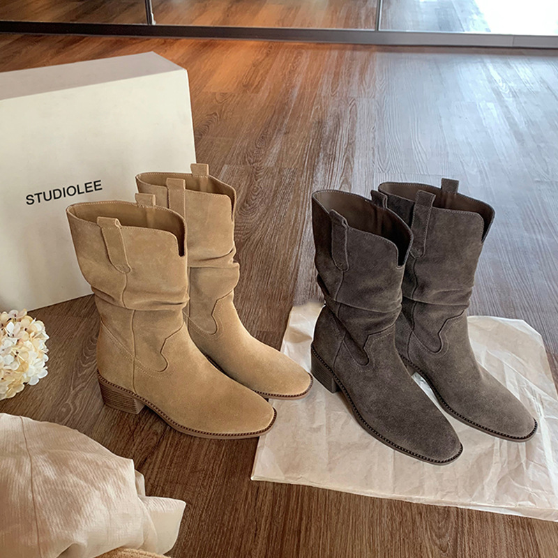 真皮版～复古西部牛仔靴短靴