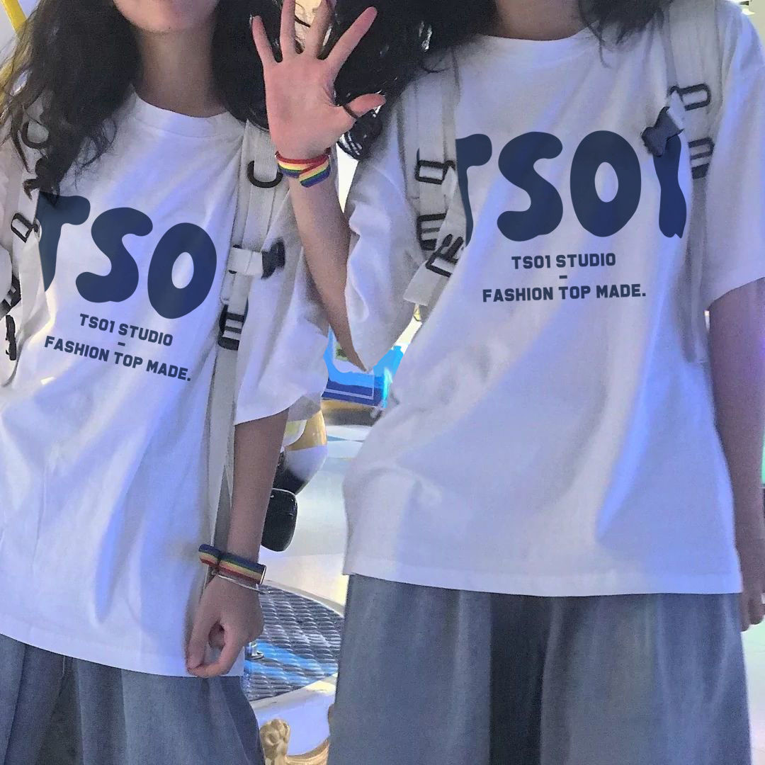 女童夏装纯棉T恤2023新款宽松韩版网红炸街中大童字母半袖上衣潮