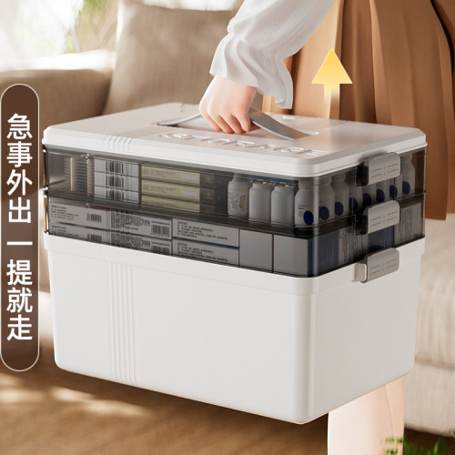 多层药箱家庭装家用药品收纳箱医疗箱手提大容量医药箱药物收纳盒