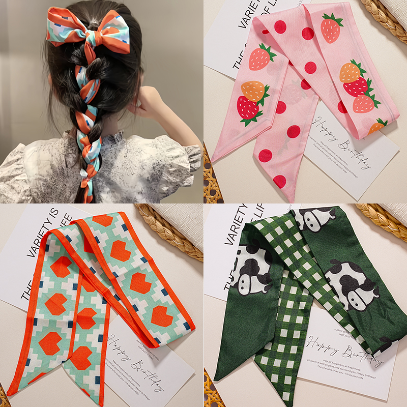 可爱儿童发带女童绑马尾丸子头丝巾小女孩编发飘带蝴蝶结头绳发饰