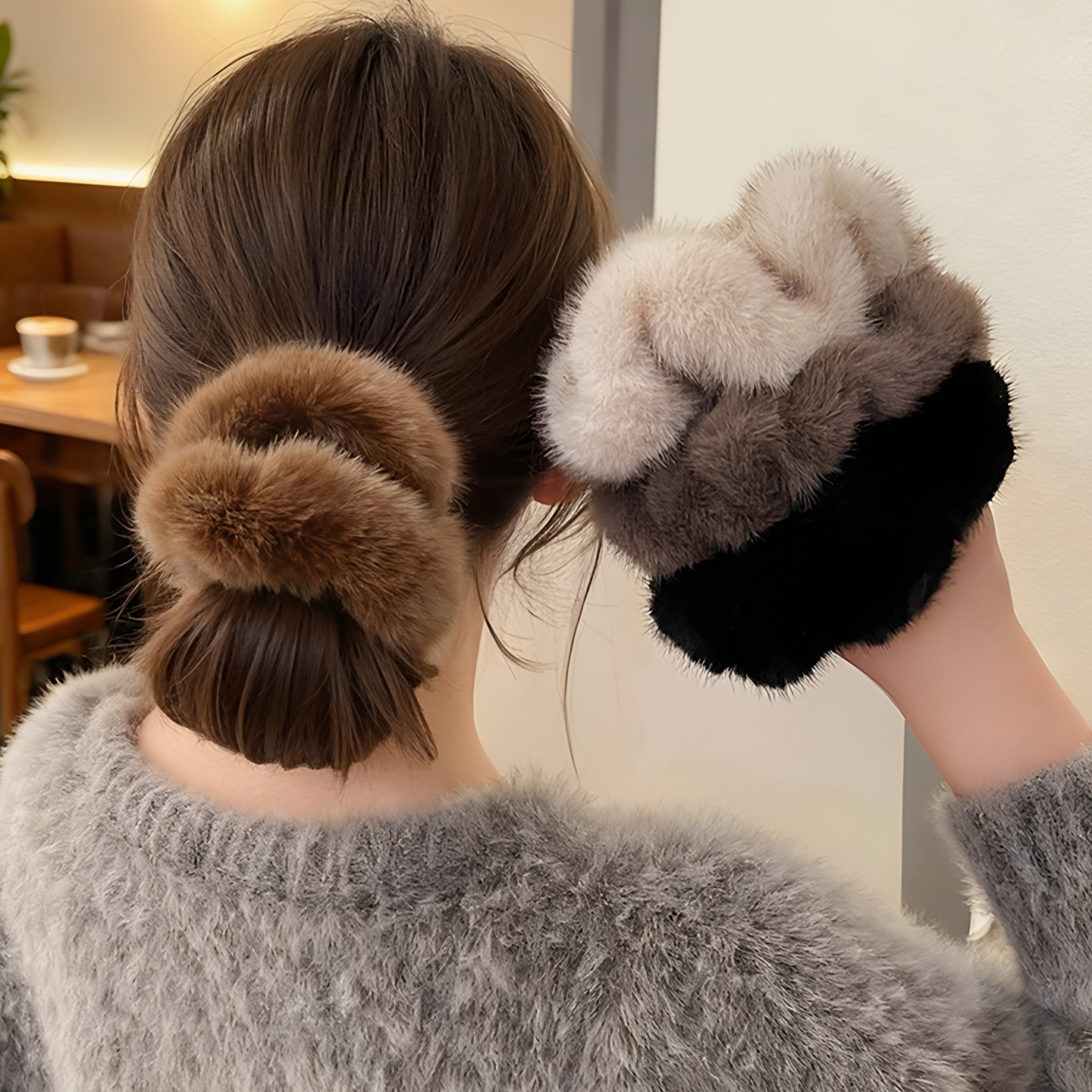 仿貂毛毛绒大肠发圈超显发量