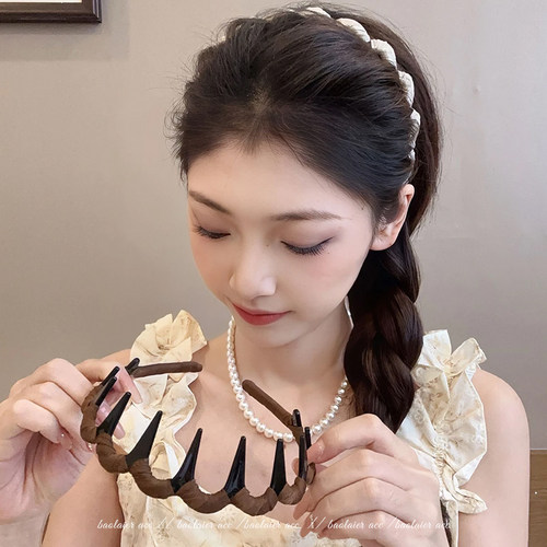 高颅顶大波浪发箍高级感洗脸头饰