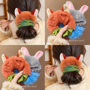疯狂动物城朱迪尼克毛绒大肠发圈头绳女2025新款 秋冬扎头发绳头饰