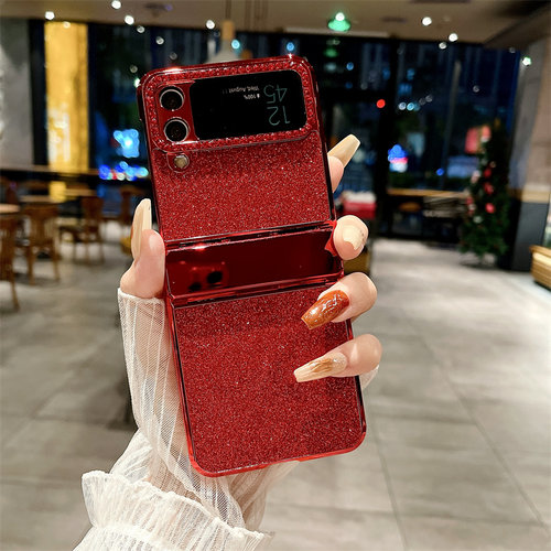 适用三星zFlip4手机壳闪粉