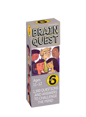 【英文原版 11-12岁】智力问答卡片书 6 Brain Quest Grade 6大脑任务 儿童益智