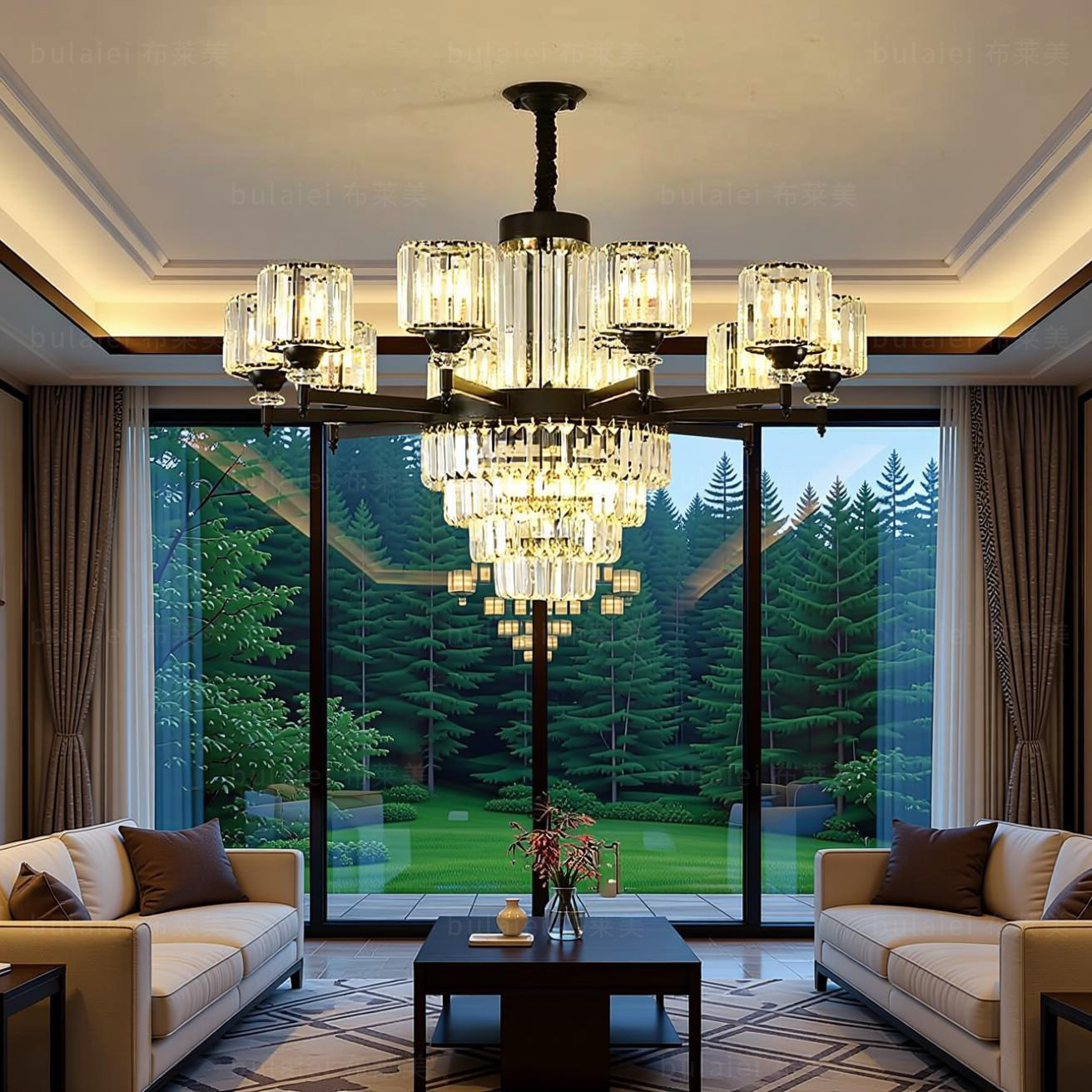 轻奢水晶吊灯轻奢客厅卧室大气饭店餐厅奢华售楼部别墅中山灯具