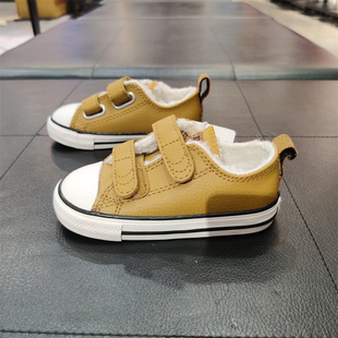 秋冬款Converse匡威童鞋男女童保暖舒适加绒魔术贴帆布鞋A03181C