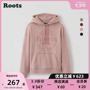 roots美式宽松连帽oversize女士时尚男友风卫衣休闲透气38040667