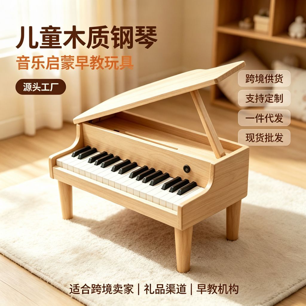 有意思迷你木质小钢琴玩具|37键