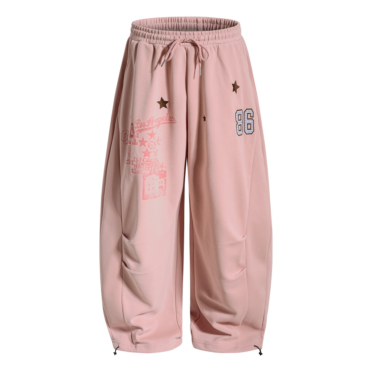 MoCreation 美式街头印花卫裤女春季宽松百搭直筒长裤粉色休闲裤,女装/女士精品,卫裤,淘宝优惠券,粉丝福利购,淘宝优惠卷