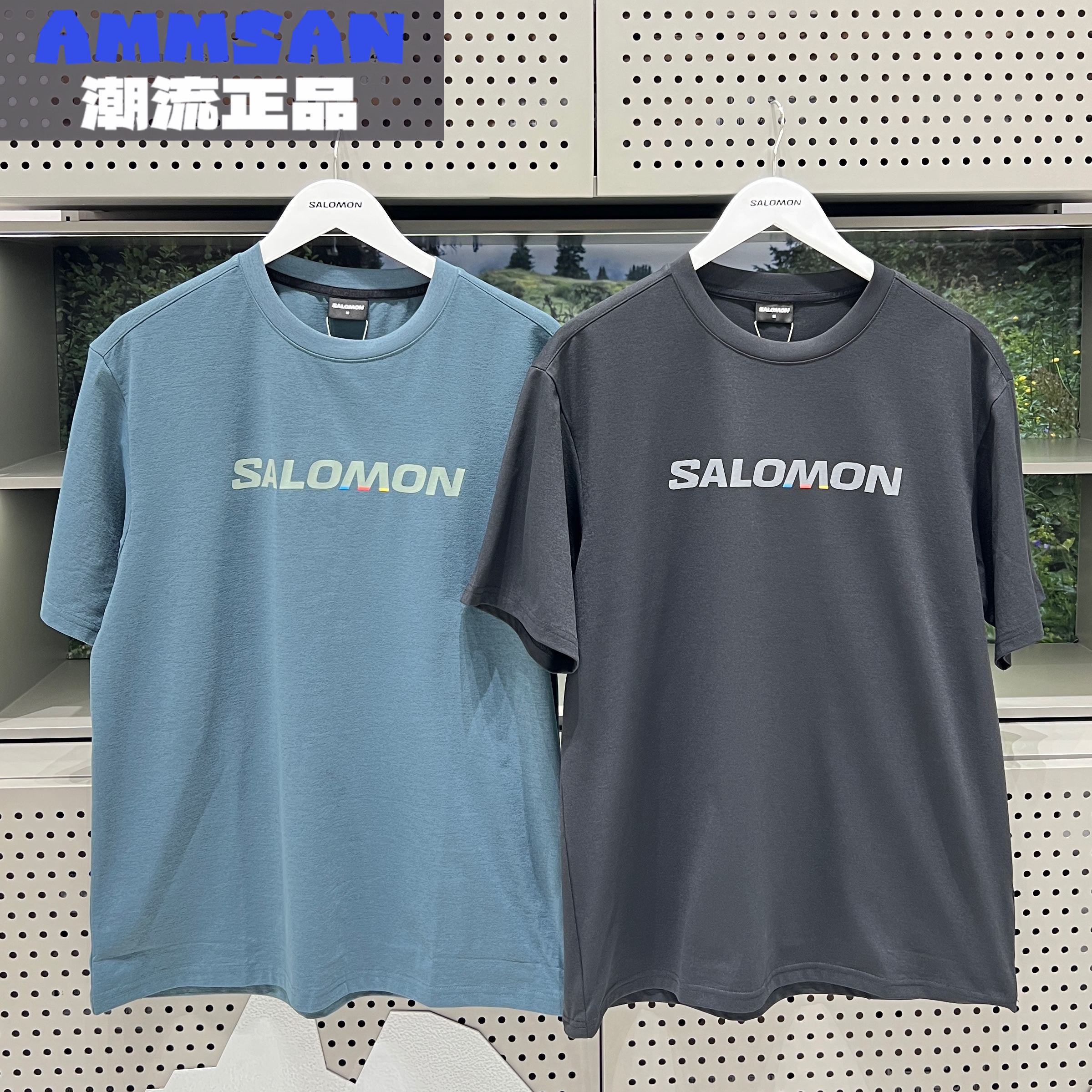 Salomon萨洛蒙男款户外休闲百搭字母徽标印花套头圆领短袖宽松T恤