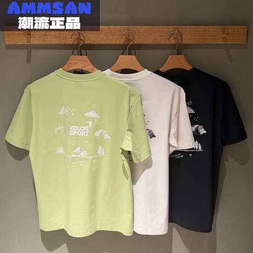 可隆KOLON SPORT男女同款CAMP户外露营百搭圆领短袖T恤LURT6AT688