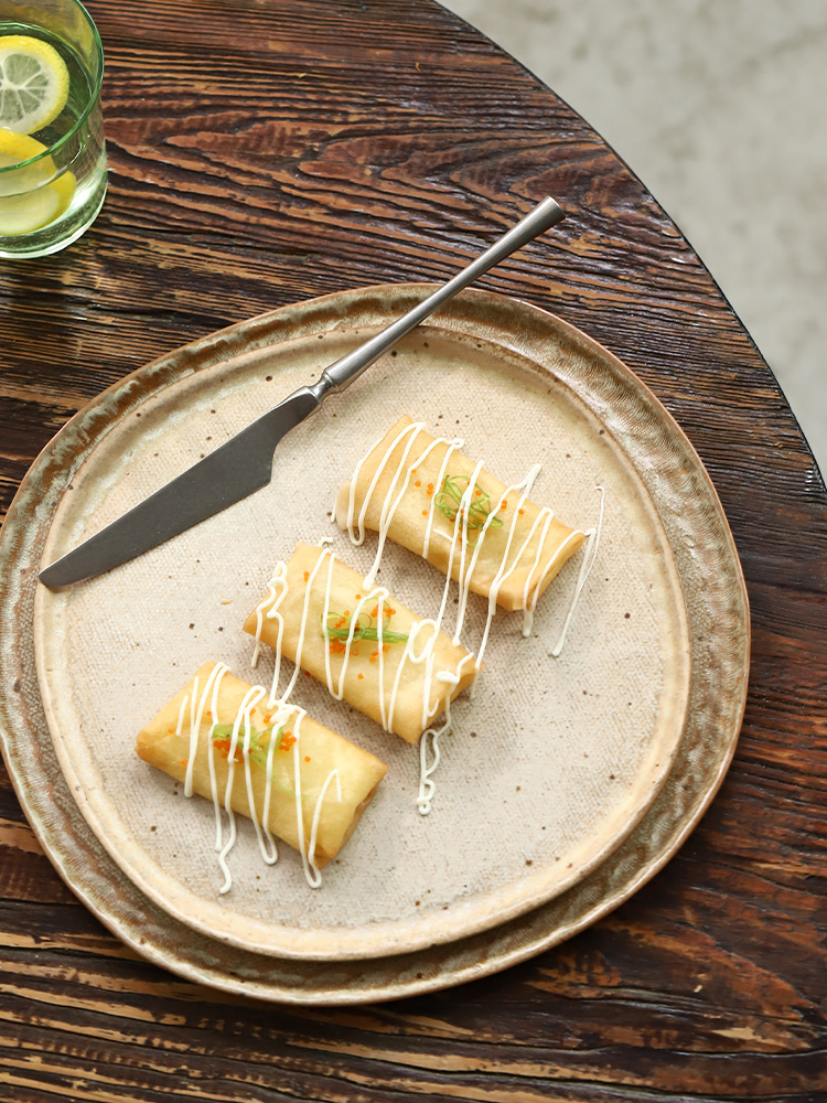 东荣陶瓷餐具牛排平盘西餐托盘饺子盘日式侘寂覆古圆盘果盘盘子