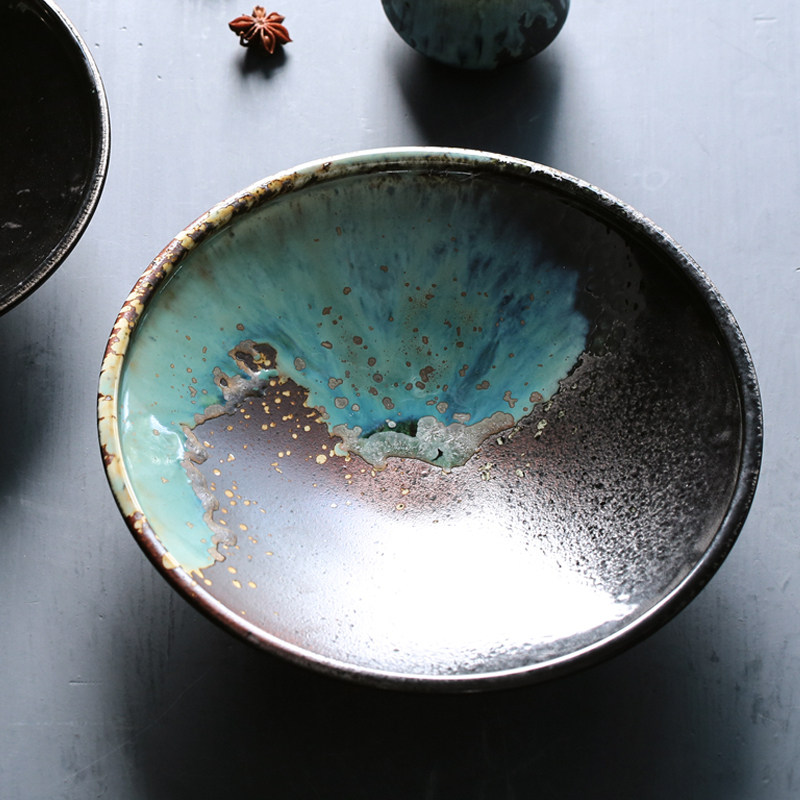 东荣手工陶瓷菜盘子餐盘平盘浅盘欧式简约圆形艺术家用餐厅牛排盘