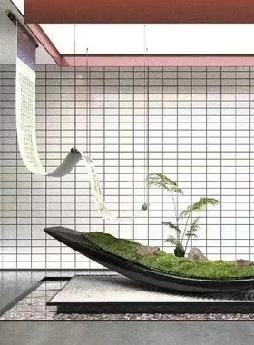 创景《船体景观绿植造景》落地摆件售楼处民宿文旅空间软装